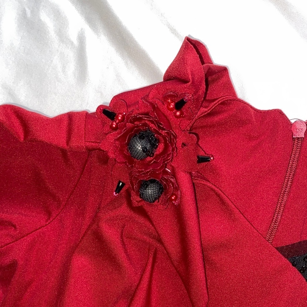 Chic Asymmetrical Red and Black Dress - Picture 9 of 14